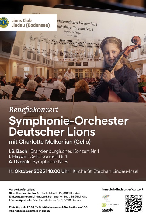 Symphonie-Orchester Deutscher Lions mit Charlotte Melkonian (Cello) - Benefizkonzert Lions Club Lindau (Bodensee) - Lindau - 11.10.2025 18:00
