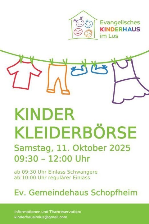 Kleiderbrse vom Kinderhaus im Lus - Schopfheim - 11.10.2025 10:00