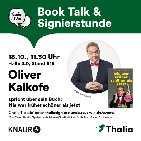 Book Talk & Signierstunde mit Oliver Kalkofe - Frankfurt am Main - 18.10.2025 11:30