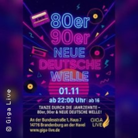 80er/90er - Neue deutsche Welle - BRANDENBURG AN DER HAVEL - 01.11.2025 22:00