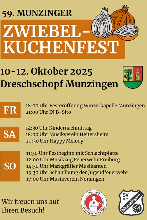Zwiebelkuchenfest in Munzingen 2025 - Freiburg - 12.10.2025 11:30