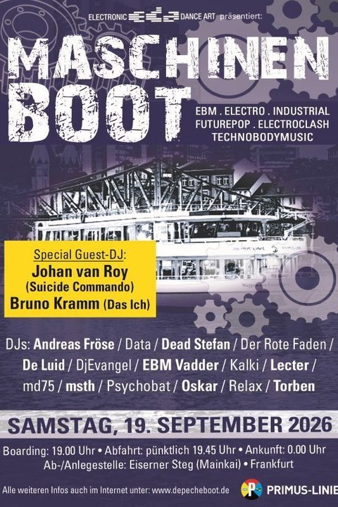 MaschinenBoot - 2026 - Unter der Flagge der elektronischen Musik - Frankfurt am Main - 19.09.2026 19:45