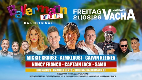 Ballermann - Open Air - Das Original - Vacha feiert! - VACHA - 21.08.2026 19:00