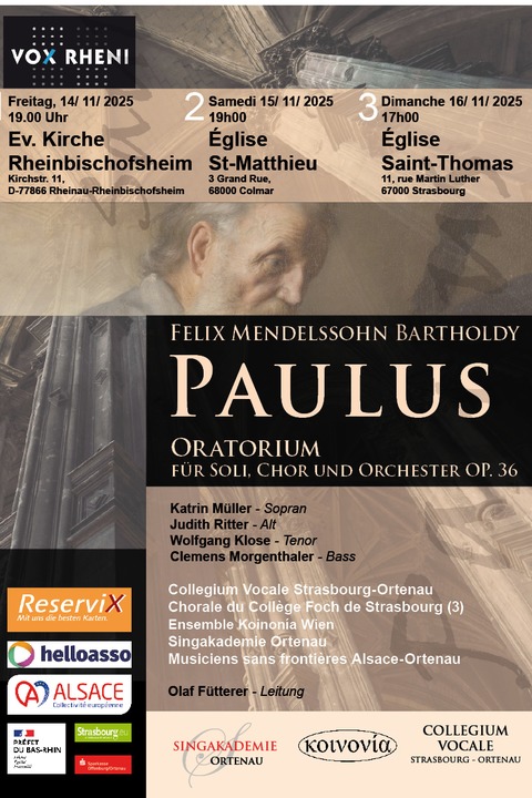 Vox Rheni - Kultur im Herzen Europas - Paulus - Mendelssohn Bartholdy - Rheinau-Rheinbischofsheim - 14.11.2025 19:00