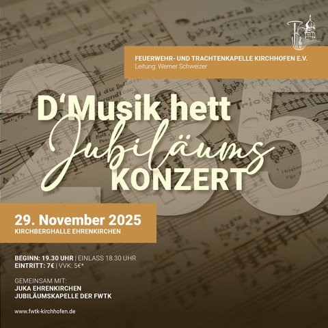 D'Musik hett Jubilumskonzert - Ehrenkirchen - 29.11.2025 19:30