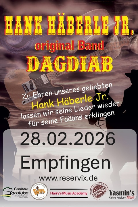 Hank Hberle Reloaded - Wir lassen die Legende Hank Hberle aufleben!!! - Empfingen - 28.02.2026 21:00