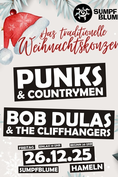 Das traditionelle Weihnachtskonzert - Bob Dulas & the Cliffhangers | Punks & Countrymen - Hameln - 26.12.2025 20:00