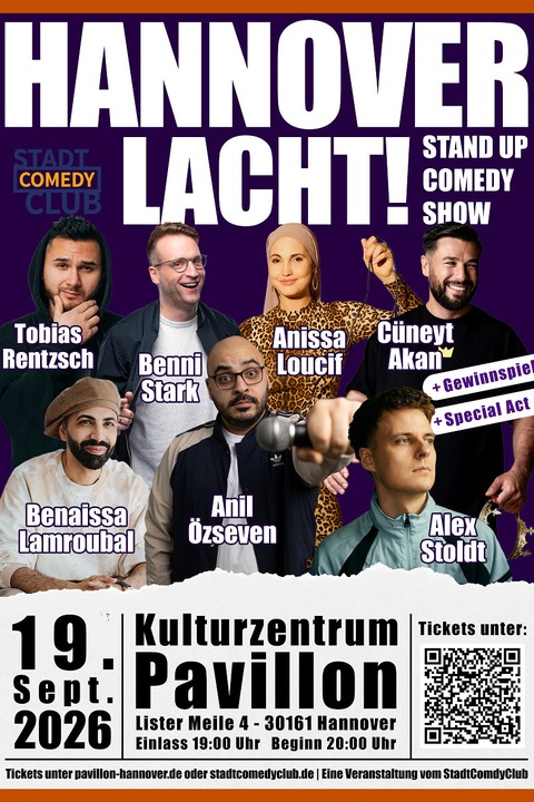 Hannover Lacht - Stand up Comedy Mix Show - StadtComedyClub - Hannover - 19.09.2026 20:00