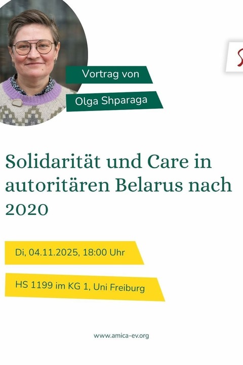Solidarität und Care in autoritären Belarus nach 2020 - Ein Vortrag von Olga Shparaga - Freiburg - 04.11.2025 18:00 Solidarität und Care in autoritären Belarus nach 2020 - Ein Vortrag von Olga Shparaga - Freiburg - 04.11.2025 18:00