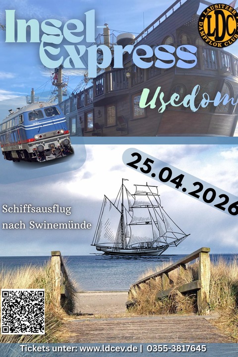 &#8222;Insel-Express&#8220; Frhling auf Usedom - Ostseebad Heringsdorf - Cottbus - 25.04.2026 06:00