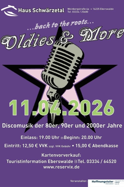 „Oldies & More“ Das Original!!! - Discomusik der 80er, 90er, 2000er und das Beste von heute - Eberswalde - 11.04.2026 20:00
