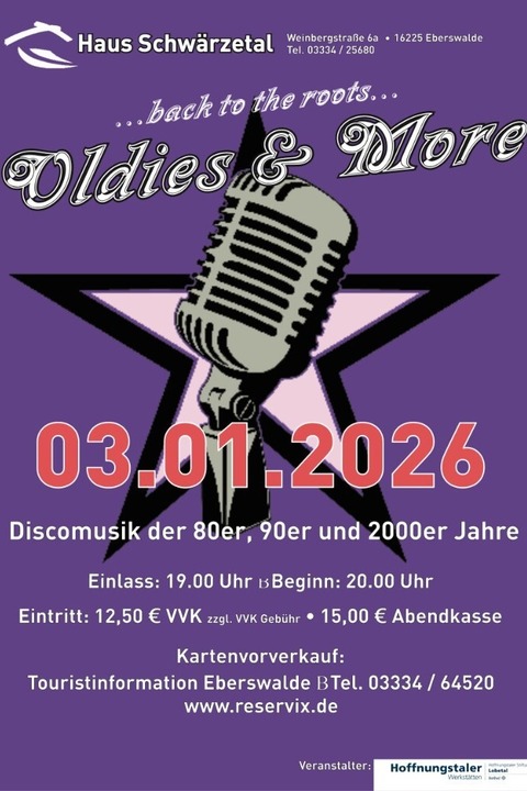 „Oldies & More“ Das Original!!! - Discomusik der 80er, 90er, 2000er und das Beste von heute - Eberswalde - 03.01.2026 20:00