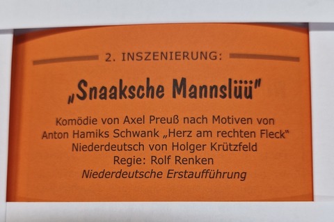 „Snaaksche Mannsl��“ 2. Inszenierung - Neuenburg - 27.01.2026 20:00