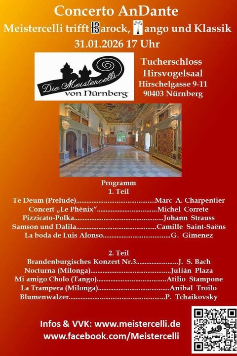 Concerto AnDante - Meistercelli trifft Barock, Tango und Klassik - N�rnberg - 31.01.2026 17:00