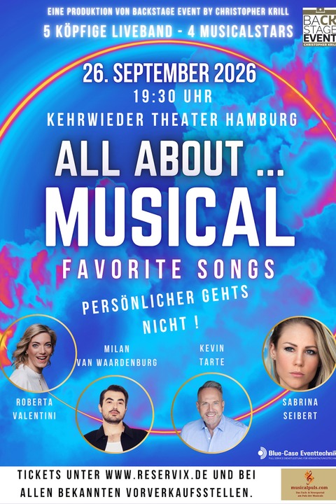 All About Musical - Favorit Songs - mit Roberta Valentini, Sabrina Seibert, Kevin Tarte, Milan van Waardenburg - HAMBURG - 26.09.2026 19:30