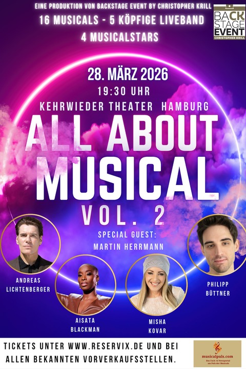 All About Musical VOL. 2 - mit Andreas Lichtenberger, Aisata Blackman, Misha Kovar und Philipp B�ttner - HAMBURG - 28.03.2026 19:30