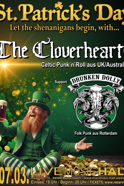 The Cloverhearts + Drunken Dolly - St. Patricks Day Warm Up Party - Mrlenbach - 07.03.2026 20:00
