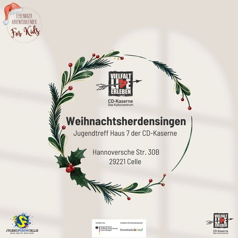 1. Trchen im &#8222;Lebendigen Adventskalender For Kids&#8220;: Weihnachtsherdensingen in der CD-Kaserne - Celle - 01.12.2025 16:00