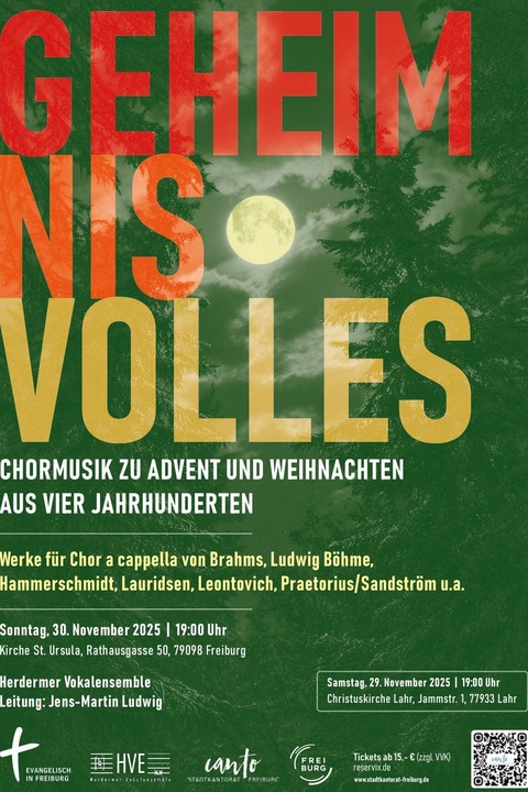 Geheimnisvolles - Chormusik zu Advent und Weihnachten aus vier Jahrhunderten - Freiburg - 30.11.2025 19:00