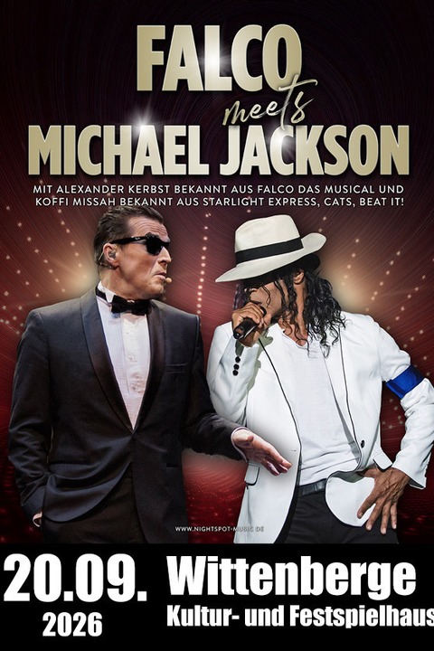 Falco meets Michael Jackson - Show - mit Falco-Darsteller Alexander Kerbst und MJ-Performer Koffi Missah - Wittenberge - 20.09.2026 19:00
