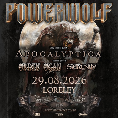 POWERWOLF - European Summer 2026 - mit Apocalyptica, Orden Ogan, Serenity - St. Goarshausen - 29.08.2026 17:00