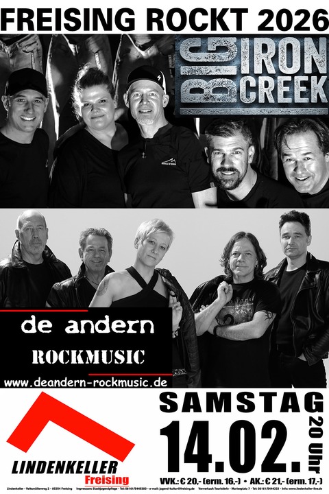 FREISING ROCKT 2026 - de andern & Big Iron Creek - Freising - 14.02.2026 20:00