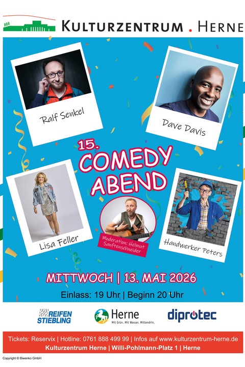Comedy Abend 2026 - unterst�tzt durch Reifen Stiebling, diprotec GmbH und Stadt Herne - Herne - 13.05.2026 20:00