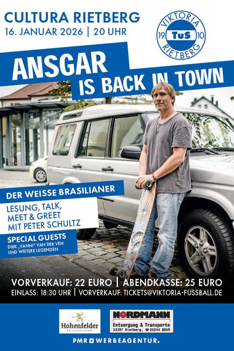 Ansgar Brinkmann - Der Weie Brasilianer - Lesung & Talk mit Peter Schultz, Special Guests: Dirk &#8222;Vanni&#8220; van der Ven und weitere Legenden - Rietberg - 16.01.2026 20:00