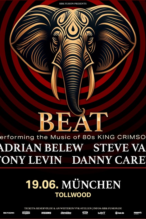 BEAT - Adrian Belew, Steve Vai, Tony Levin, Danny Carey - performing the Music of 80s KING CRIMSON - M�nchen - 19.06.2026 19:00