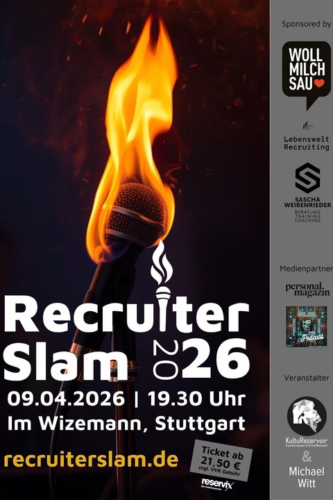 Recruiter Slam 2026 - Das B�hnen-Highlight f�r Recruiting & HR-Kreativit�t - Stuttgart - 09.04.2026 19:30