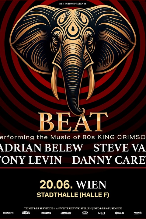 VIP Package BEAT - Performing the Music of the 80's King Crimson - ADRIAN BELEW und TONY LEVIN & STEVE VAI und DANNY CAREY - Wien - 20.06.2026 20:00