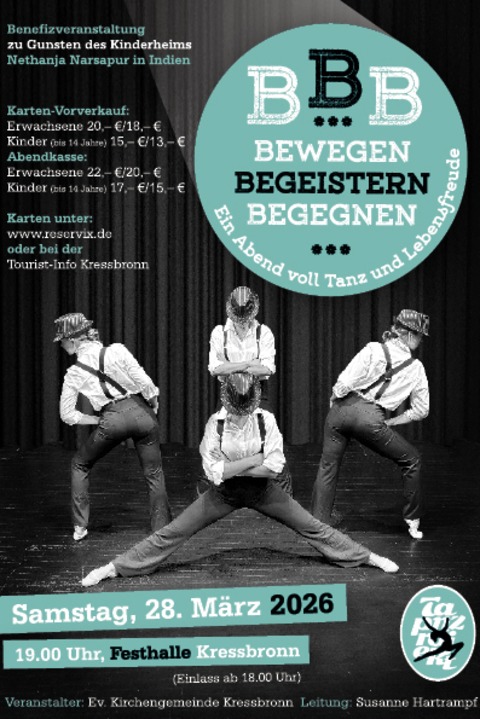„Tanzprojekt“ der evang. Kirchengemeinde - Bewegen - Begeistern - Begegnen - Benefizabend - Kressbronn am Bodensee - 28.03.2026 19:00