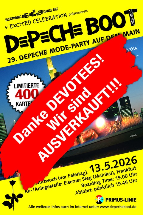 DepecheBoot 2026 - das VorFeiertagsDepecheBoot 2026 - Frankfurt am Main - 13.05.2026 19:45