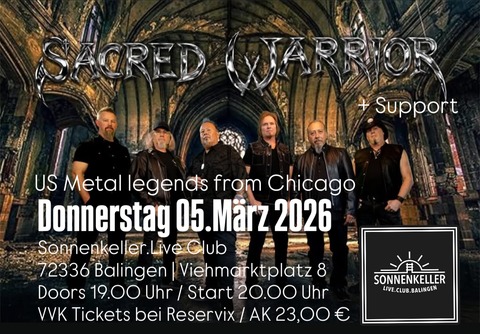 Sacred Warrior + support - special shows in germany - Balingen - 05.03.2026 20:00