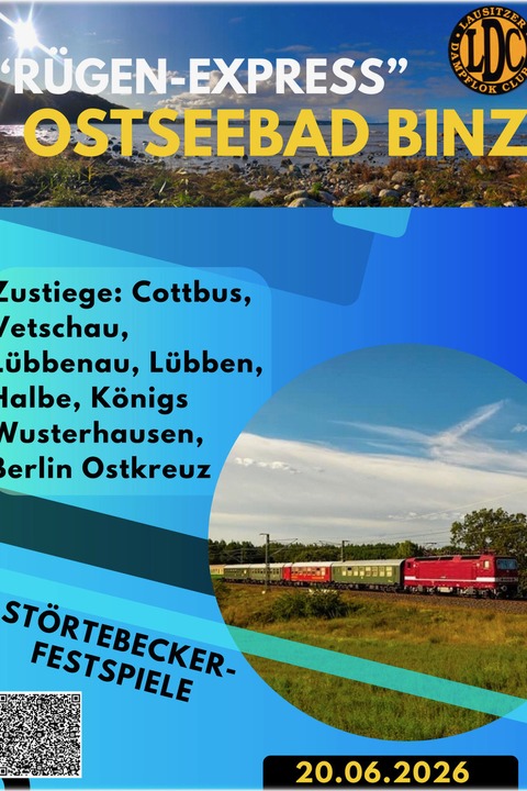 „R�gen-Express“ - Ostseebad Binz - St�rtebeker-Festspiele - Cottbus - 20.06.2026 06:00