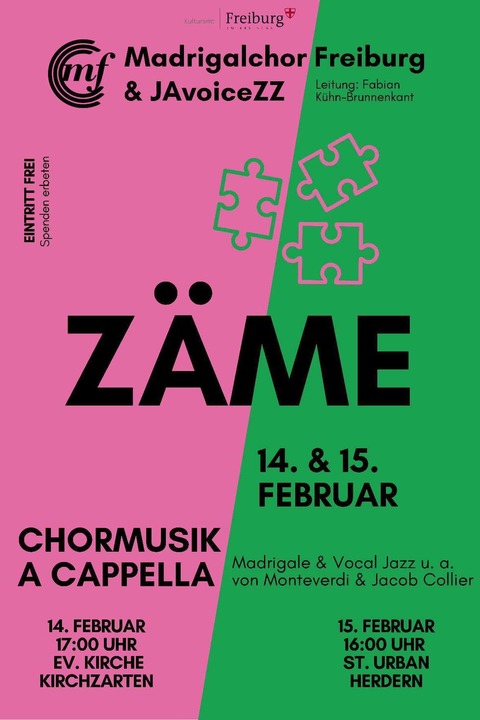Z�ME - gemeinsames Konzert des Madrigalchors Freiburg und des Jazzchors JAvoiceZZ - Freiburg - 15.02.2026 16:00