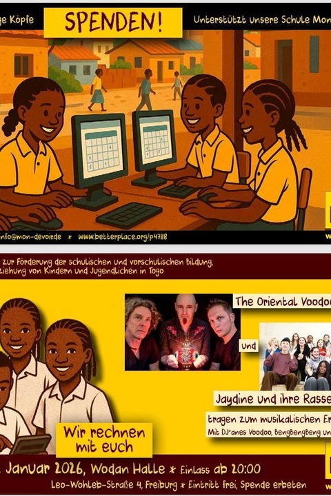 Benefiz f�r Schulprojekt in Togo: Live-Musik und DJs - Freiburg - 24.01.2026 20:00