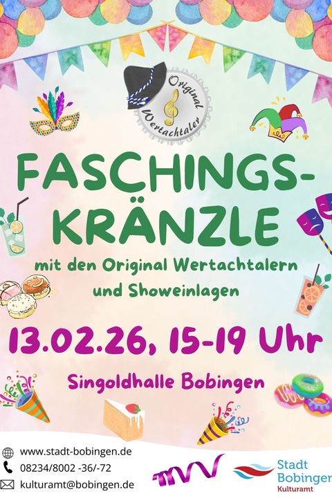 Bobinger Faschingskr�nzle - Gaudi, Tanz, Bewirtung und Live-Musik am Ru�igen Freitag - Bobingen - 13.02.2026 15:00