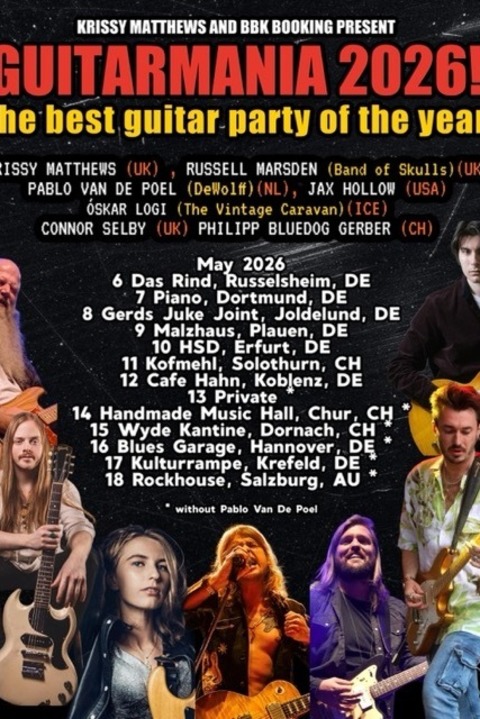 Guitarmania 2026 - pr�sentiert von Eclipsed, Musix, Musikreviews.de - Krefeld - 17.05.2026 20:00