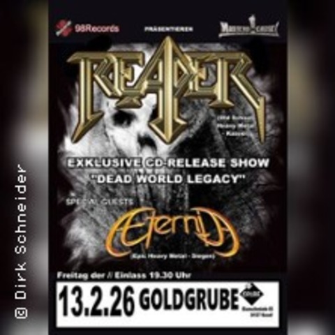 REAPER CD Releaseshow + Support Aeternia / pr�sentiert von Masters Of Cassel - Kassel - 13.02.2026 20:00