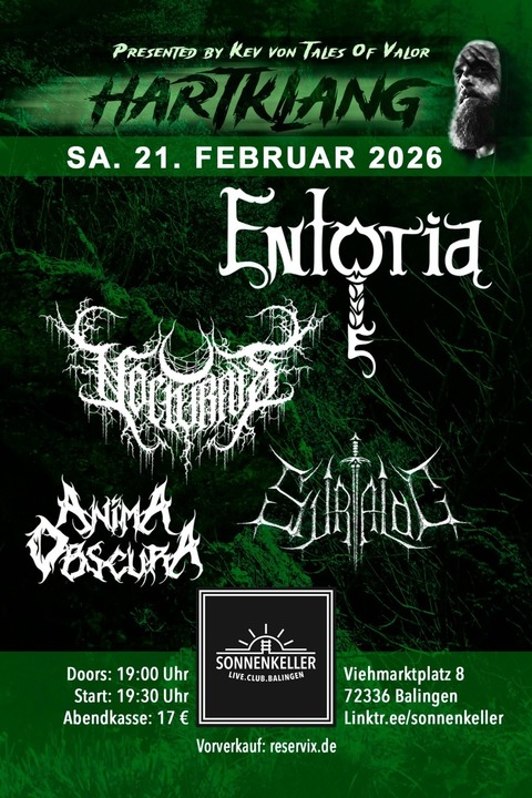 Hartklang mit: ENTORIA + NOCTURNIS + SURTALOG + ANIMA OBSCURA - pr�sentiert von KEV von Tales of Valor - Balingen - 21.02.2026 19:30
