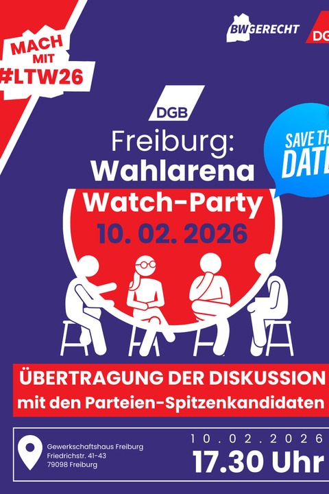 Wahlarena-Watch-Party im Gewerkschaftshaus - Freiburg - 10.02.2026 17:30