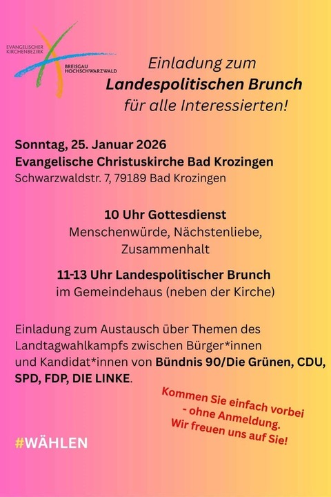 Wahlzeit: Landespolitischer Brunch - Bad Krozingen - 25.01.2026 11:00