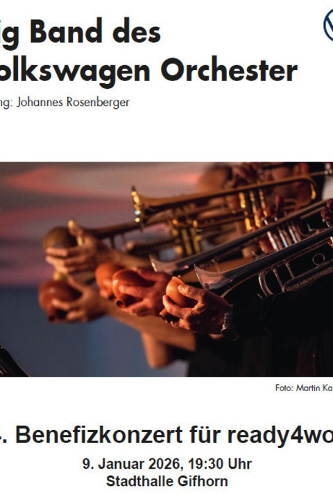 Benefizkonzert mit der Big Band des Volkswagen Orchester - Gifhorn - 08.05.2026 19:30