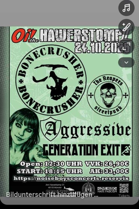 Oi the Hawerstomp - Bonecrusher,The Reapers, Aggressive,Genera - M�nster - 24.10.2026 18:00