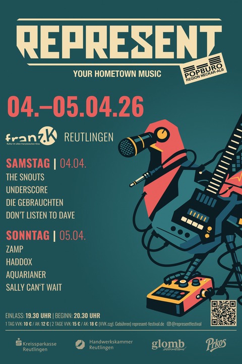 represent your hometown music! - 2 Tages-Pass - Reutlingen - 04.04.2026 20:30