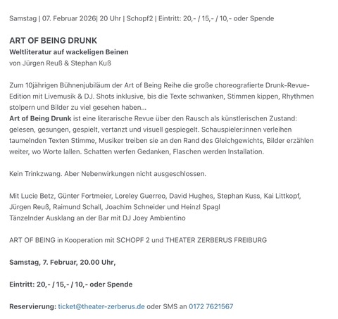 Art of being Drunk - Freiburg - 07.02.2026 20:00