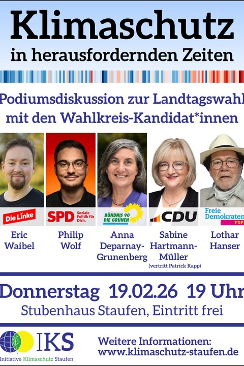 Wahlzeit: Klimaschutz in herausfordernden Zeiten - Staufen - 19.02.2026 19:00