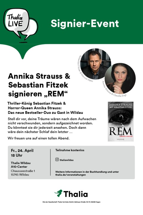 Signierstunde mit Sebastian Fitzek und Annika Strauss - Wildau - 24.04.2026 18:00