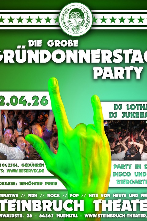 Die Gro�e Gr�n Donnerstag Party 2026 - M�hltal - 02.04.2026 21:00